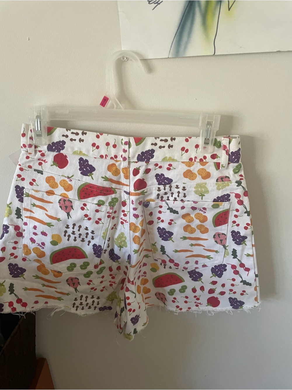 Lisa Says Gah White Fruit-Print Denim Shorts - Picture 2 of 3